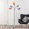 thumbnail image 4 of Simple Designs 67" Medusa 5-Light Adjustable Gooseneck Floor Lamp, Silver with Primary Colored Shades, 4 of 7