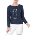 thumbnail image 4 of INSPIRE CHIC Women's Round Neck Long Sleeves Cute Printed Sweatshirt S Blue, 4 of 7