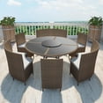 thumbnail image 2 of vidaXL Outdoor Dining Set with Cushions 7 Pieces Poly Rattan Patio Brown/Black, 2 of 20