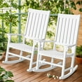 thumbnail image 2 of Resenkos Indoor Outdoor Wooden High Back Rocking Chair, Patio Rocking Chairs, Chair Single Rocker for Patio Deck Porch,Backyard,Indoor and Garden, White, 2 of 9