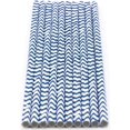 thumbnail image 2 of Pack of 150 Navy Blue Chevron Biodegradable 4-Ply Paper Drinking Straws (Compostable, Non-toxic, BPA-free), 2 of 3