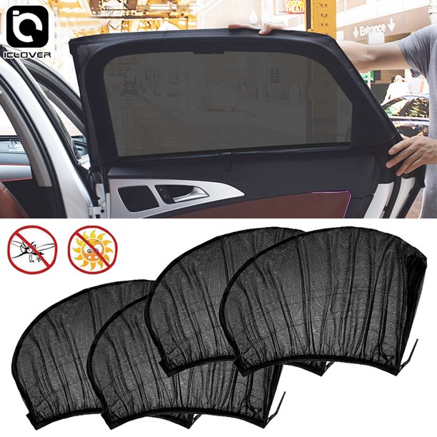 iClover 4Pcs Universal Car Side Window Baby Sun Shade Visor Mesh Screen