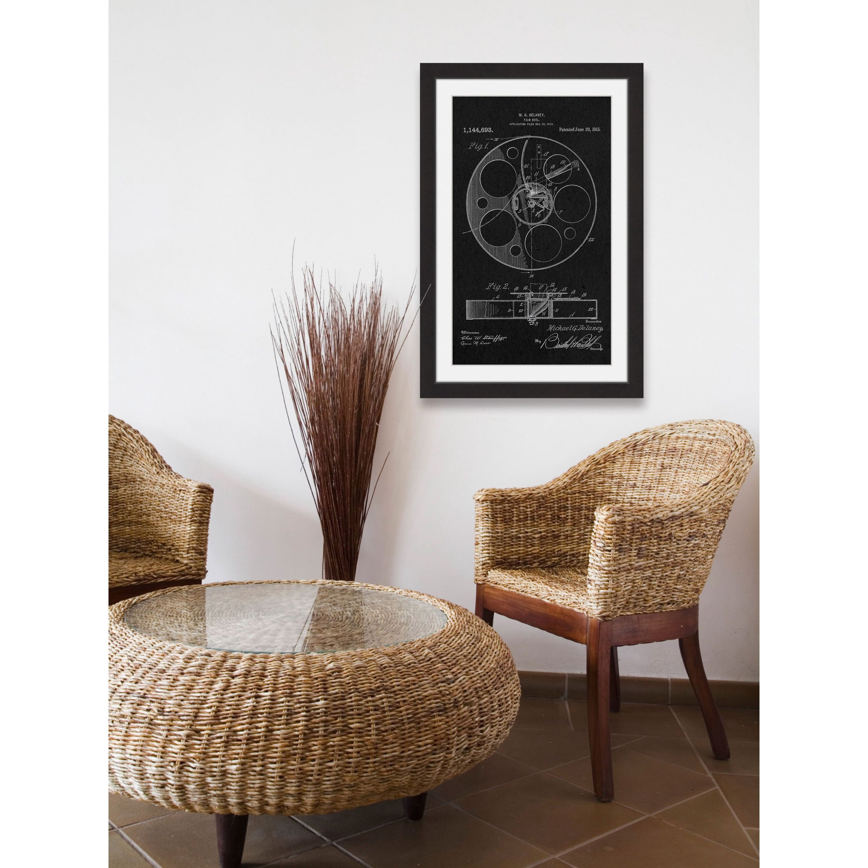 "Film Reel 1915 Black Paper" Framed Painting Print