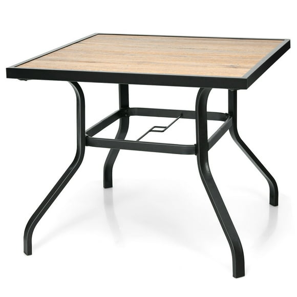 Gymax Patio Square Dining Table Metal Bistro Table Garden Poolside Backyard
