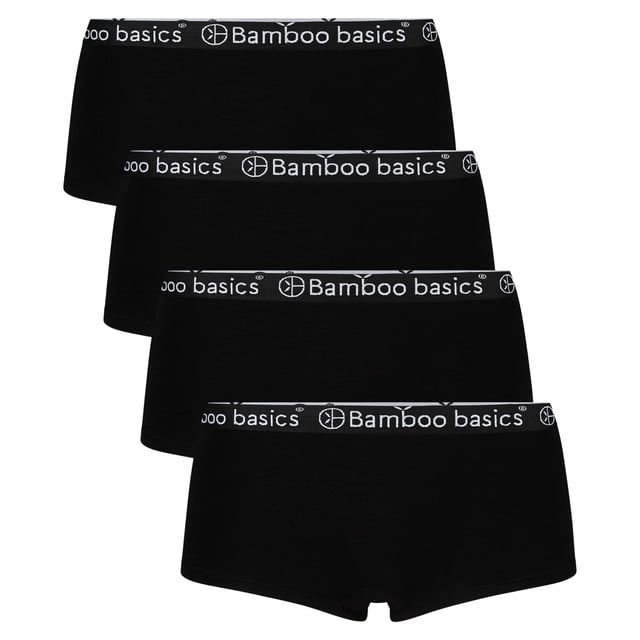 Bamboo basics Ladies Hipster IRIS, 4-pack - Panty, transpirable, camiseta simple Negro L (Large)