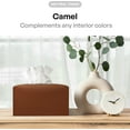 thumbnail image 3 of HSHDLDF Tissue Box Cover, [Refined] Modern PU Leather Rectangular Tissue Box Holder Decorative Holder/Organizer for Bathroom Vanity Countertop, Night Stands, Office Desk 9.5"X5"X5" Camel, 3 of 7