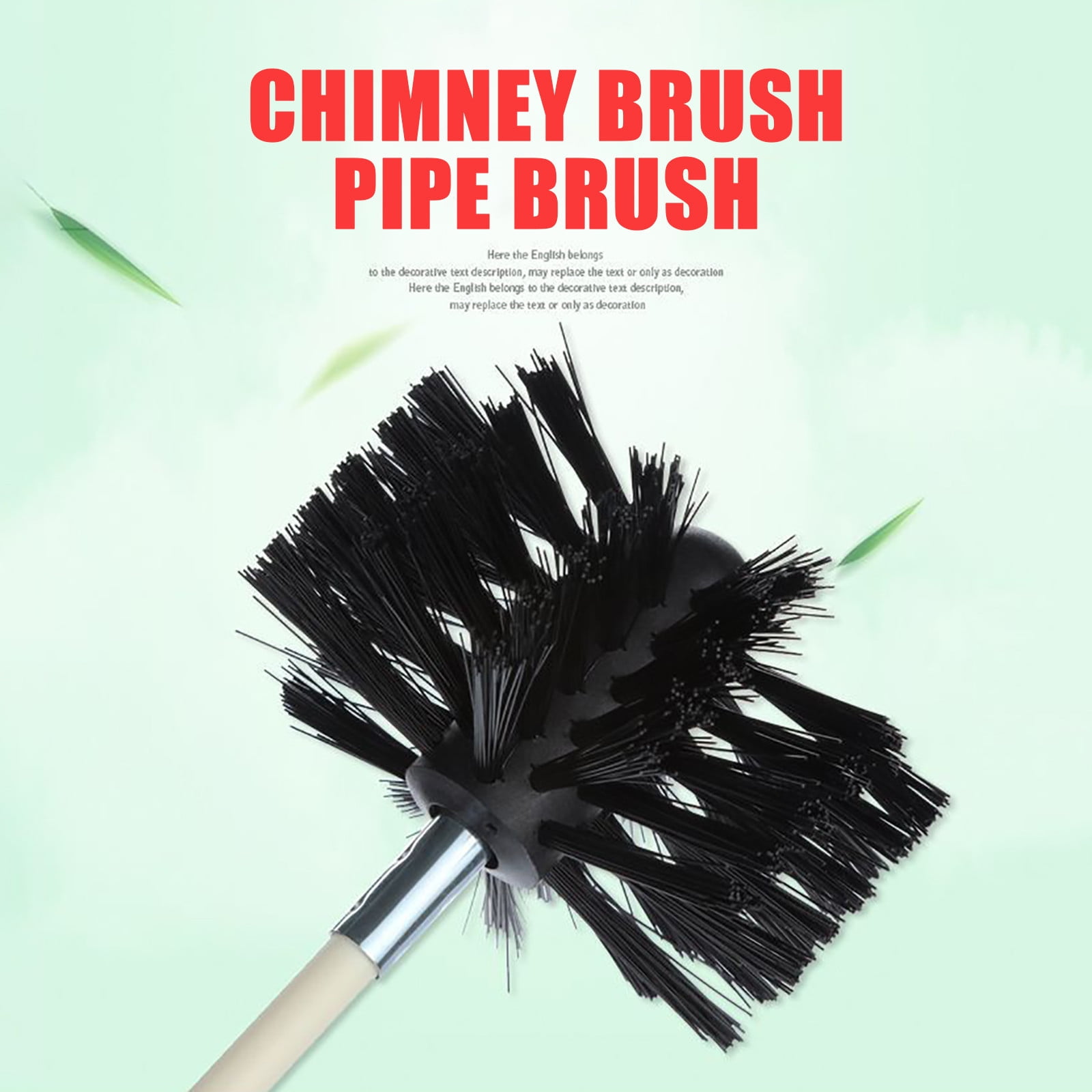 KQJQS 4 Inch Chimney Pipe Cleaner Brush Set, Chimney Cleaner Sweep Kit Cleaning Rotary Brush Rod for Fireplace, Rotary Sweep System Fireplace Kit Rod Tool Set(1*Brush+6*Rod)