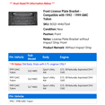 thumbnail image 2 of Front License Plate Bracket - Compatible with 1992 - 1999 GMC Yukon 1993 1994 1995 1996 1997 1998, 2 of 2