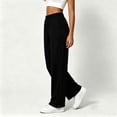 thumbnail image 4 of BRELIL Women's High Waisted Straight Leg Sweatpants with Pockets Casual Loose Lounge Pants Solid Officewear Long Trousers Fashion Outfits, Black 2XL, 4 of 7