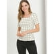 thumbnail image 3 of INSPIRE CHIC Blusa de cuadros de cuadros con cuello cuadrado para mujer, camisa de manga corta de verano para oficina Blanco crema XS, 3 of 6