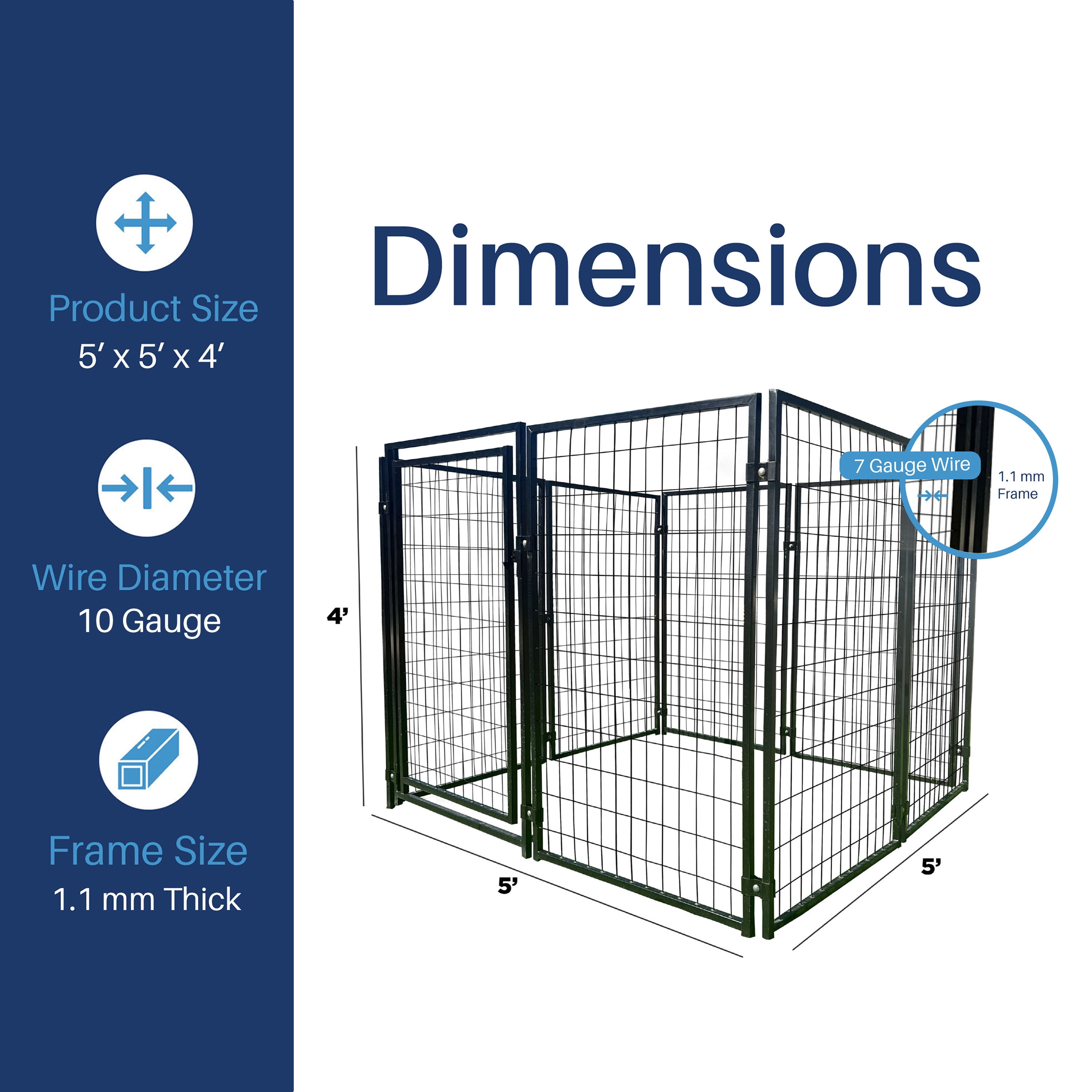 Luna Expandable Heavy-Duty Dog Kennel – 8 Panel – 5x5x4 ft