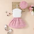 thumbnail image 3 of LAPAKIDS Toddler Baby Girl Summer Clothes Sleeveless Tops Plaid Skirt Hat Baby Girl Outfits 6-9 Months, 3 of 7