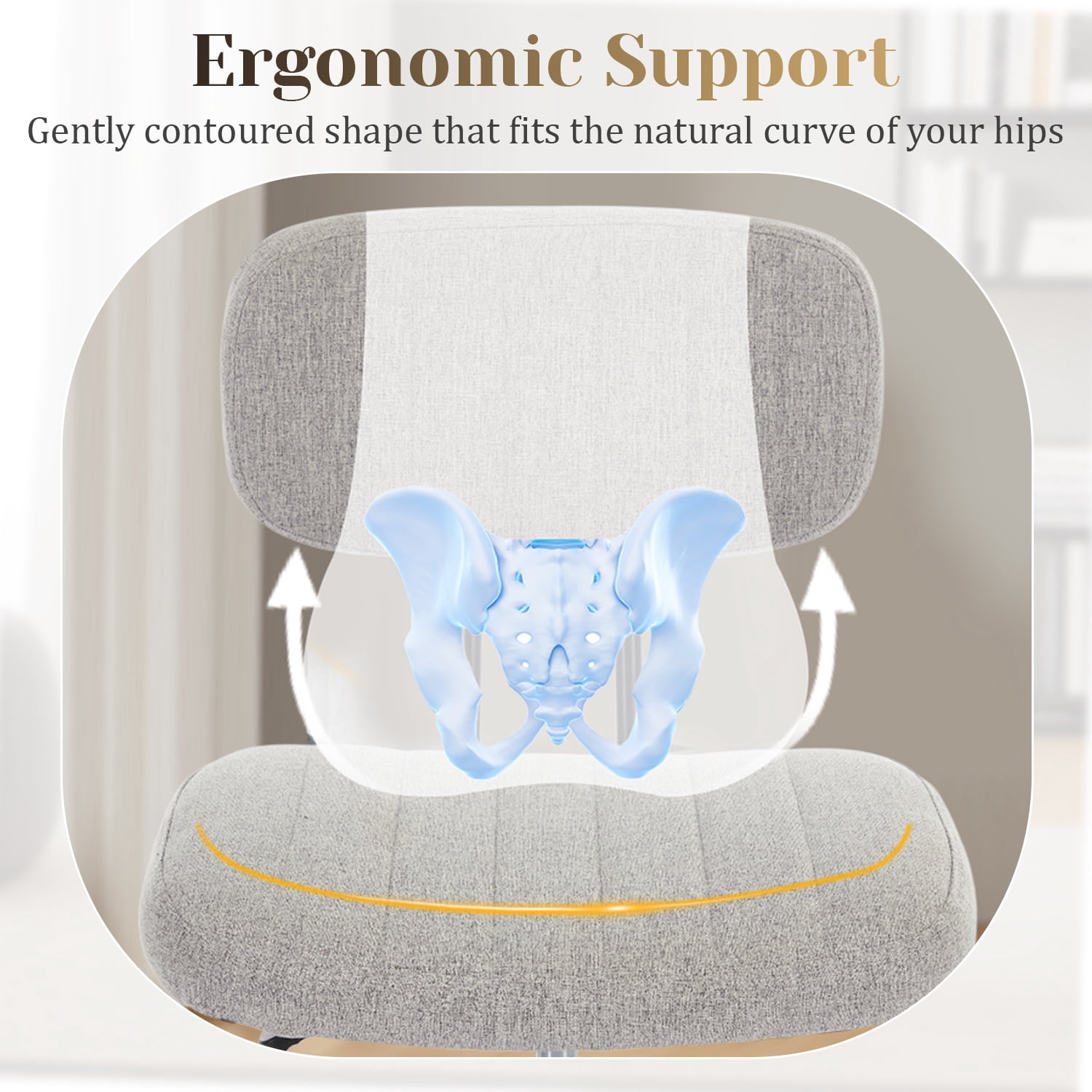 Armless Home Office Desk Chair w/ Ergonomic Low Back Lumbar Support, Height Adjustable 360° Swivel Task Chair for Small Space, Living Room, Linen Gray