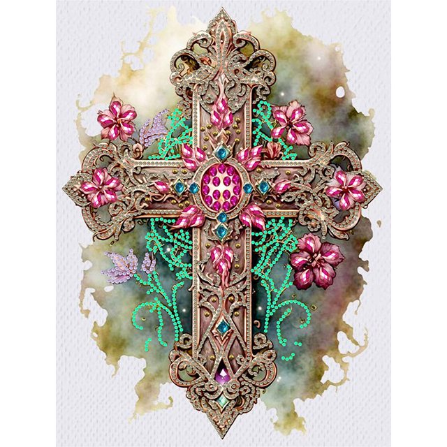 Pintura de diamante 5D DIY Kit de crucifijo de taladro de forma especial parcial decoración 30x40cm