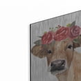 thumbnail image 2 of Luxe Metal Art 'Flowered Cow II' by Annie Warren, Metal Wall Art, 12"x16", 2 of 9