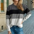 thumbnail image 3 of TKLPEHG Western Tops for Women Crew Neck Tops Casual Comfy Lightweight Classic Color Block Patchwork Loose Fashion Long Sleeve Pullover (Black,S), 3 of 6