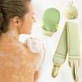thumbnail image 3 of Mecorevxz 3 Pcs Double-Sided Back Exfoliator Body Scrub Towel,for Women Sponge Cloth,Back Rub Mud Strip Exfoliating Gloves,Stretchable Back Exfoliating Washer in Shower(Green), 3 of 5