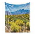 thumbnail image 1 of Cactus Soft Flannel Fleece Throw Blanket, Photo Image Landscape of Desert Arid Field of Cactus Stones Spikes Leaves Artwork, Cozy Plush for Indoor and Outdoor Use, 70" x 90", Multicolor, by Ambesonne, 1 of 6