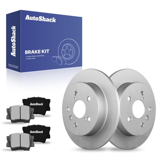 AutoShack 11.06" (281 mm) Rear Solid Brake Rotors Coated   Ceramic Brake Pads | Replacement for 2018-2023 Toyota Camry | 6-PC Brake Kit | ArmorStop