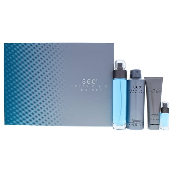 360 by Perry Ellis for Men - 4 Pc Gift Set 3.4oz EDT Spray, 6.8oz Deodorizing Body Spray, 3.0oz Show
