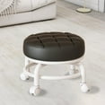 thumbnail image 3 of Low Roller Stool Low Height Rolling Stool Seat PU Leather Small Stool Foot Stool Round Rolling Stools for Home Office Garage Shop, 3 of 7