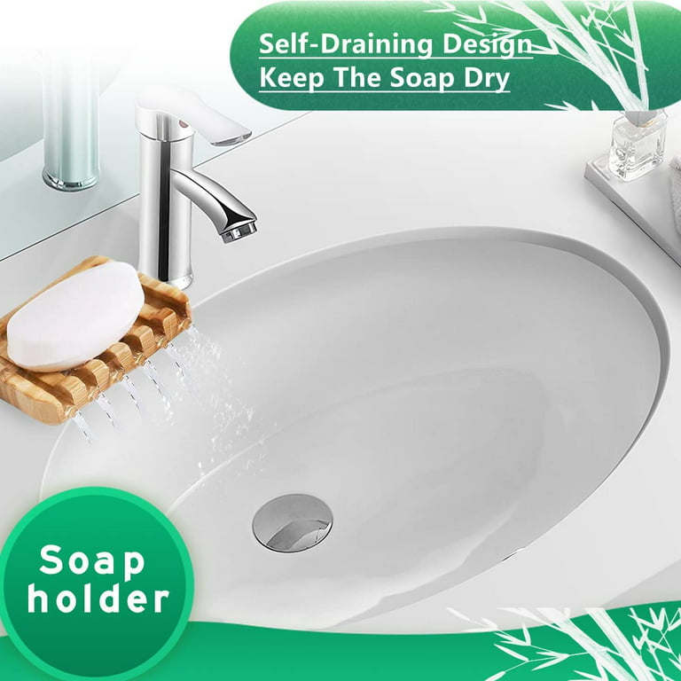 AmazerBath Soap Holder Soap Dish, Bamboo Soap Dish, 2 Pack Wood Soap  Holder, Bar Soap Holder for Shower, Soap Tray Self Draining, Soap Saver for