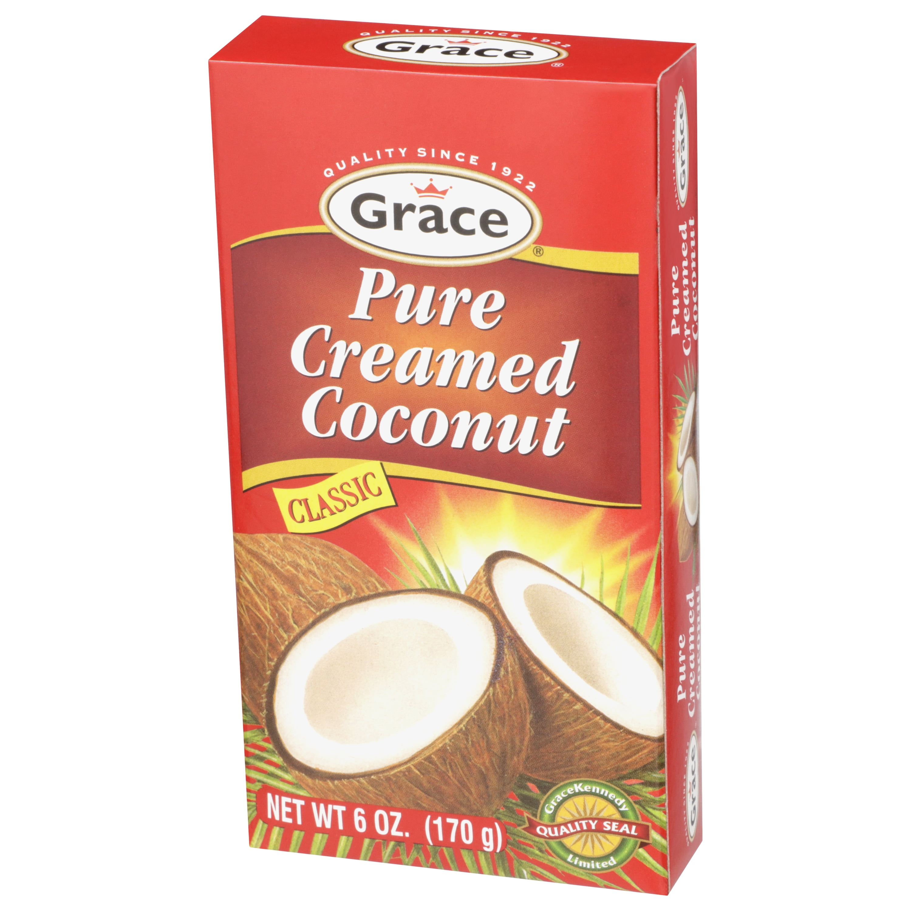 (4 pack) Grace Pure Creamed Coconut 170g - All Natural, No Allergens, Ready-to-Use Coconut Milk Substitute