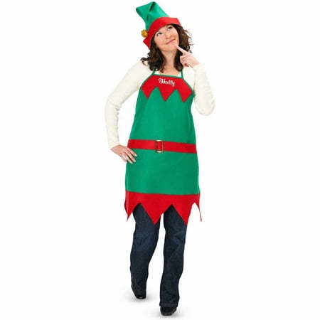Elf Holiday Apron and Hat Adult Halloween Costume Accessory