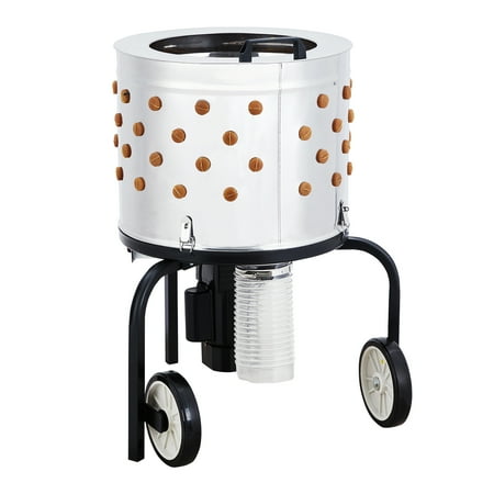 Kicctian Chicken Plucker Machine 20 Stainless Steel Drum 106 Soft Fingers & 2 Large Wheels Electric Poultry Defeathering Equipment Black