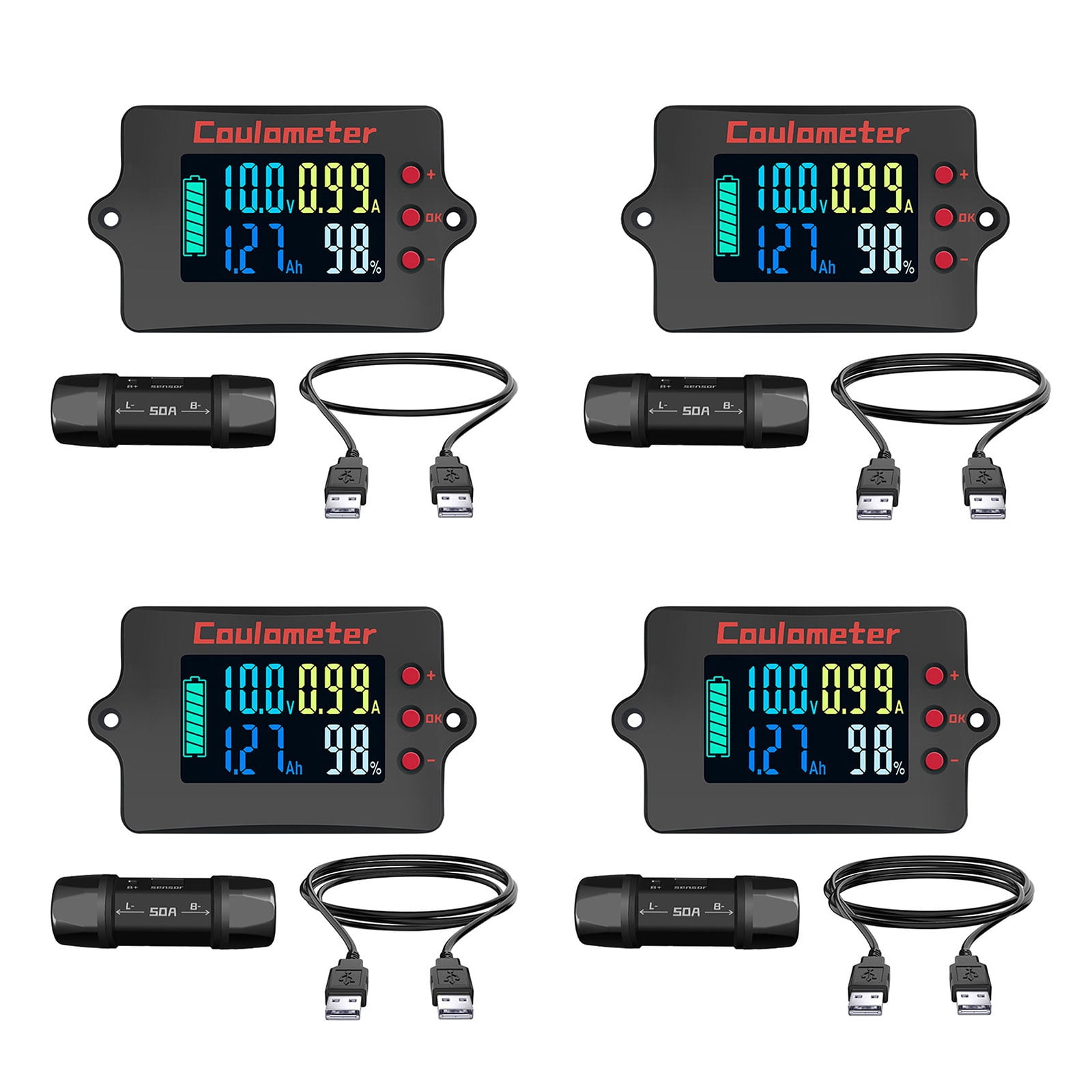 Coulomb Counter Meter Battery Monitors Battery Capacity Tester Indicators Coulometer Digital Voltmeter Ammeter