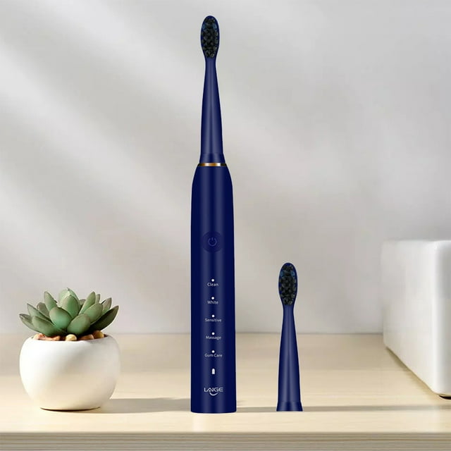 Toothbrush With 2 Brush Heads , 5 Modes Toothbrush For Adults , Travel Rechargeable Power Toothbrush With Timer
