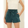 thumbnail image 2 of Unique Bargains Short en Papier à Taille Haute avec Nœud Papillon pour Femme Gris-Vert m, 2 of 5