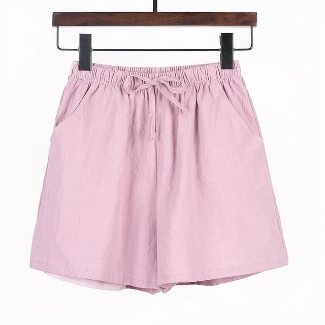 Pantalones cortos de algodón y lino para mujer, pantalones de verano con forma de A y pierna ancha, pantalones deportivos de talla grande, pantalones casuales holgados de cintura alta