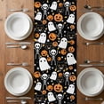 thumbnail image 6 of Halloween Table Runner - 108 Inch Long, Kitchen Dining Table Runner Dresser Scarves, Orange Pumpkins White Funny Ghost Black Cat Farmhouse Decor for Coffee Tables Wedding Party Banquet, 6 of 8