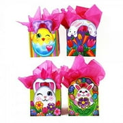 FLOMO Large Chick and Bunny Egg Hunt Easter Gift Bags - Assorted (12 pack)