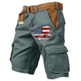 thumbnail image 2 of Men's American Flag Cargo Shorts With Belt Included And Multi Pockets Featuring Contrast Lining Detail For Summer Outdoor Work Hiking Fishing Camping Yard Work Green L, 2 of 5