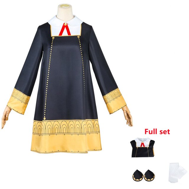 Anime SPY X FAMILY Anya Forger Cosplay disfraz negro vestido uniforme conjunto completo medias Halloween carnaval fiesta ropa XL Gao Jinjia LED
