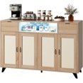 thumbnail image 1 of 47.2“”Rattan Sideboard Cabinet with Charging Station & LED Lighting, Boho Buffet with Adjustable Shelves for Living Room & Dining Room, 1 of 8