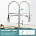 thumbnail image 2 of GPED Grifo de Cocina con Rociador de 2 Funciones, Grifo de Fregadero de Cocina con Rociador Extraíble, Acero Inoxidable SUS304 y Doble Cabezal, Grifo de Cocina de Arco Alto de una Sola Manija con Res, 2 of 9