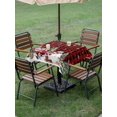 thumbnail image 3 of Outdoor Tablecloth with Umbrella Hole and Zipper, Red Plaid Christmas Snowman Square Table Cloth 54x54 Inch Waterproof Tablecloth, Xmas Truck Tree Snowflake Picnic Table Cover for Patio Camping, 3 of 7