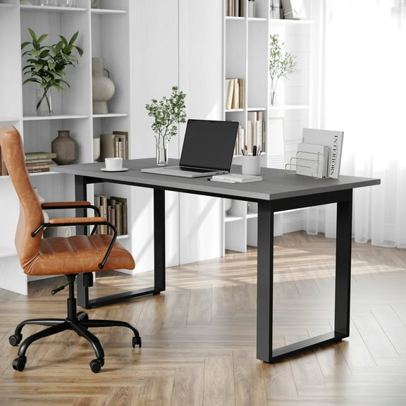 BizChair Commercial 60x30 Conference Table with 1" Thick Double Sided Laminate Table Top with PVC Edging and Heavy Duty U-Frame Steel Base, Gray Oak