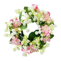 Gnwei Spring Summer Artificial Flowered Wreath Mini Floral Wedding Candle Rings Wreaths 3.5inch Kitchen Cabinet Swags Wreath Pillar Candle Holder for Wedding Home Door Tabletop Decoration
