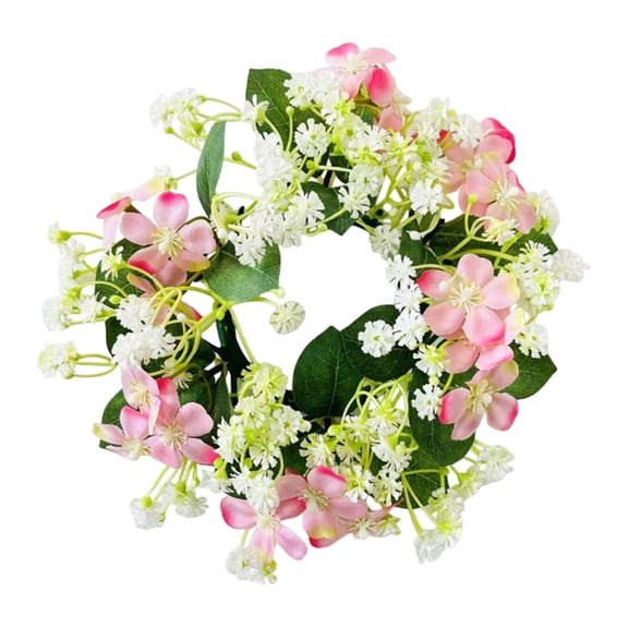 Kaireo Pink Artificial Flower Wreath,Valentine's Day Decorations,Valentine's Day Gifts,Small Wildflower Garland Valentine's Day Rose Table Decoration Candlestick Garland Plant Flower Garland