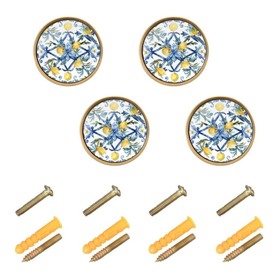 Ryvnso Lemon with Bohomia Cabinet Knobs Kitchen Door Round Pulls Drawers Dresser Cupboard Knob Set of 4