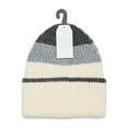 thumbnail image 2 of Time and Tru Women's Colorblock Beanie, One Size, White/Grey, 2 of 4