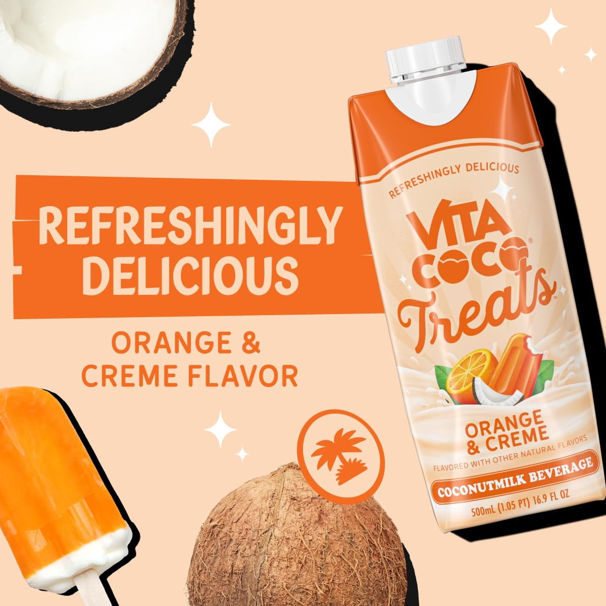(5 pack) Vita Coco Treats Orange and Creme Coconut Milk Drink, 16.9 fl oz Box