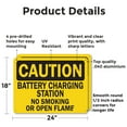 thumbnail image 2 of (2 Pack) Battery Charging Station No Smoking Or Open Flames OSHA Caution Sign 24 Inch X 18 Inch Indoor / Outdoor Rust-Free Aluminum Metal Signs for Workplace, Workshop, and Construction Site, 2 of 8