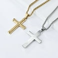 thumbnail image 6 of 14K Yellow Gold Jesus Religious Corss Pendant Necklace Link Women Men Jewelry, 6 of 7