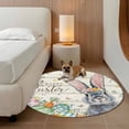 thumbnail image 2 of Happy Easter Round Area Rug 7Ft Washable Circle Rugs for Dorm Laundry Room, Spring Bunny Easter Eggs Floral Beige Wood Non-Slip Carpet Floor Mats Indoor Outdoor Carpet Runner Aesthetic Home Decor, 2 of 8