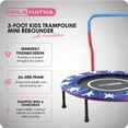 thumbnail image 2 of HolaHatha Kids Trampoline w/ Handle, Mini Indoor/Outdoor Rebounder, 3 Foot, 2 of 12